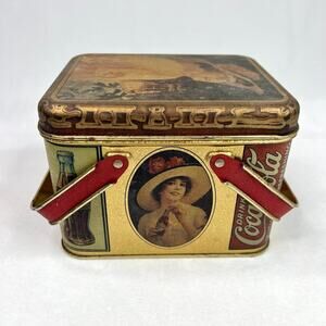 Vintage 1984 Coca Cola Repruduction Antique Tin With Handles